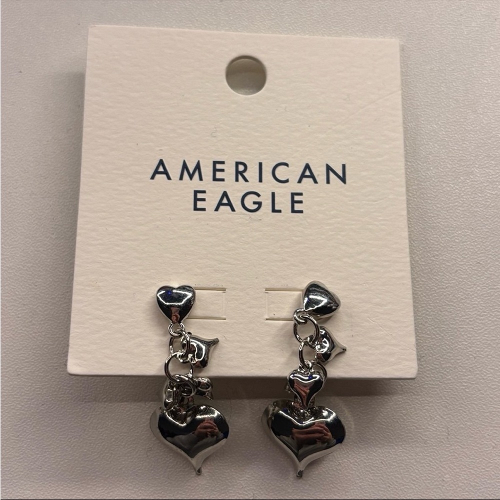 American Eagle Outfitters Shiny Silver Heart Earrings